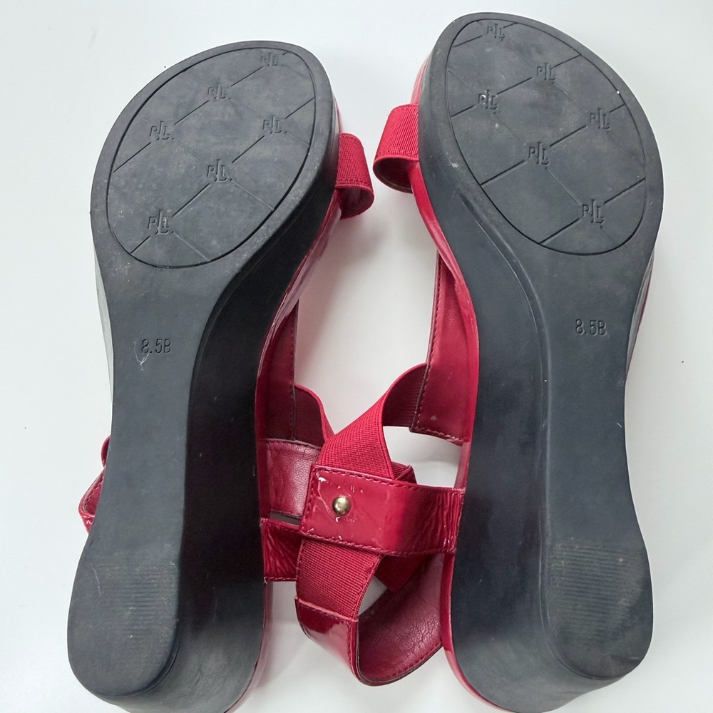 Lauren Ralph Lauren Red Wedge Sandals - Picture 10 of 13